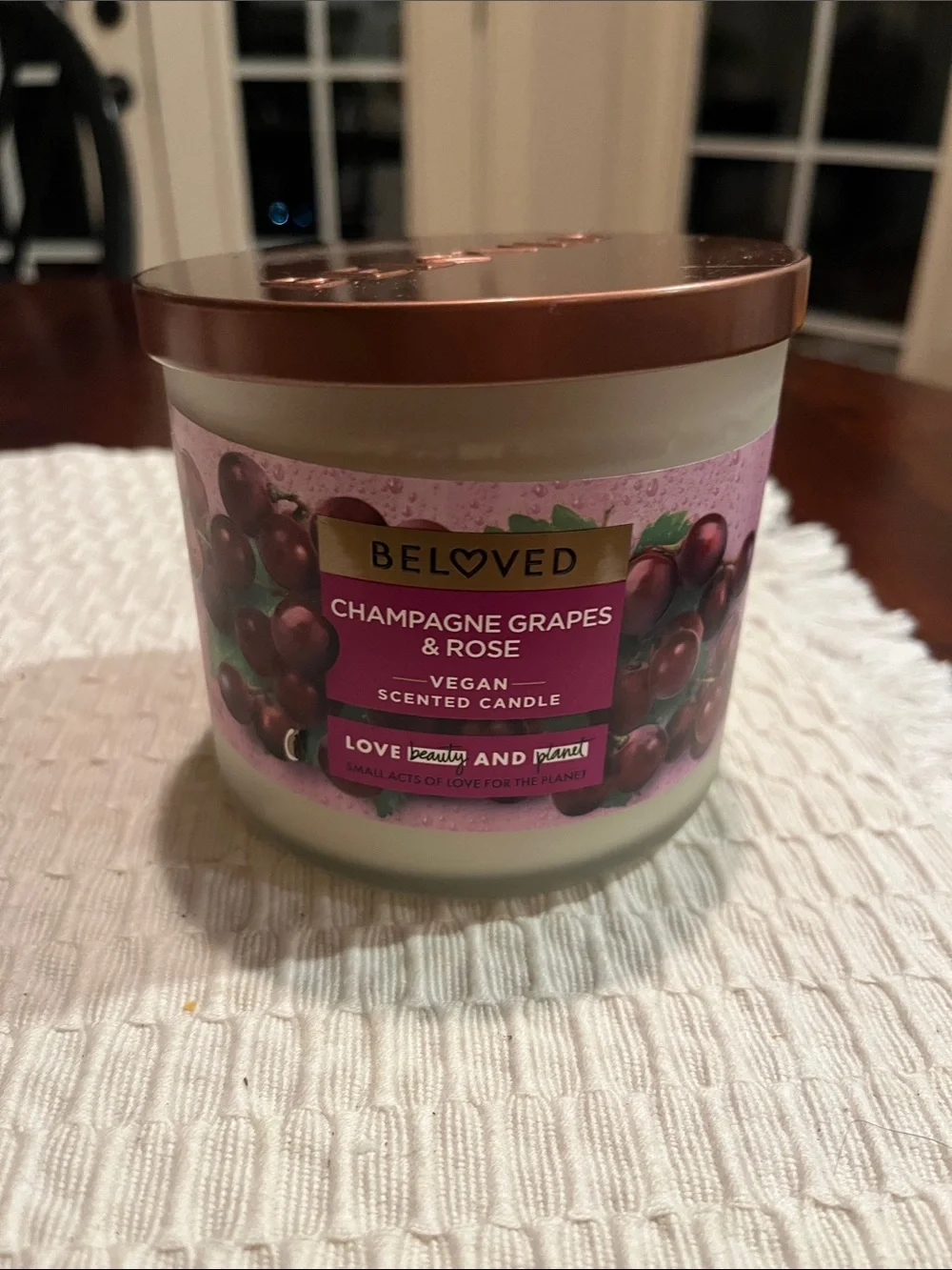 Champagne Grapes & Rose Vegan Scented Candle - Pink Label